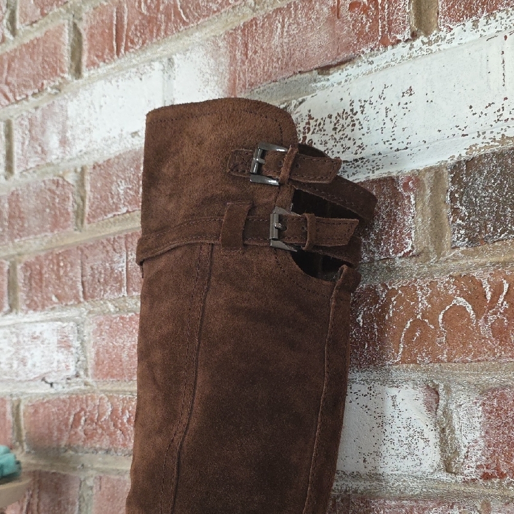 Brown Suede Knee-High Boots - Picture 7 of 16